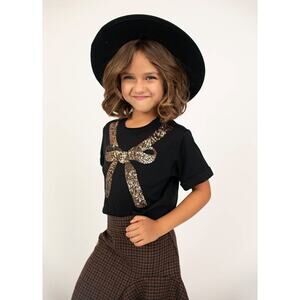 Joyfolie Mia Joy Sparkle Bow Top in Black Girl’s Size 2